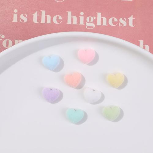 3D Nail Art Decoration, Resin, with Flocking Fabric, Heart, DIY, Random Color, 10x12mm, Sold By PC