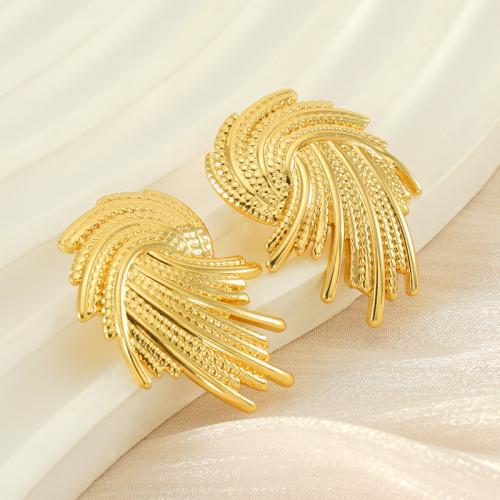 Stainless Steel Stud Earrings, 304 Stainless Steel, 18K gold plated, fashion jewelry & for woman, golden, 29x22mm, Sold By Pair