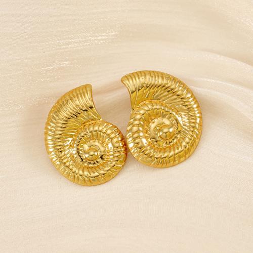 Boucle d'oreille de gaujon en acier inoxydable, Acier inoxydable 304, Plaqué or 18K, bijoux de mode & pour femme, doré, 30x22mm, Vendu par paire