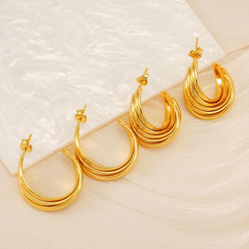 Boucle d'oreille de gaujon en acier inoxydable, Acier inoxydable 304, Plaqué or 18K, bijoux de mode & styles différents pour le choix & pour femme, doré, Vendu par paire