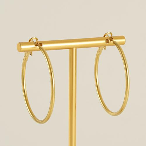 Stainless Steel Lever Back Earring, 304 Stainless Steel, 18K gold plated, fashion jewelry & for woman, golden, 40mm, Sold By Pair