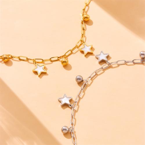 Stainless Steel Jewelry Bracelet, 304 Stainless Steel, with Shell, with 6.5cm extender chain, Star, fashion jewelry & for woman, more colors for choice, Sold Per Approx 16 cm Strand