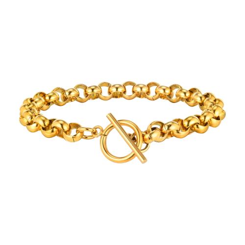 Stainless Steel Jewelry Bracelet, 304 Stainless Steel, fashion jewelry & for woman, golden, Length:Approx 20 cm, Sold By PC