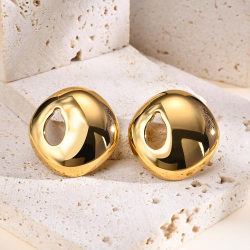 Stainless Steel Stud Earrings, 304 Stainless Steel, 18K gold plated, fashion jewelry & for woman, golden, 30x28.70mm, Sold By Pair