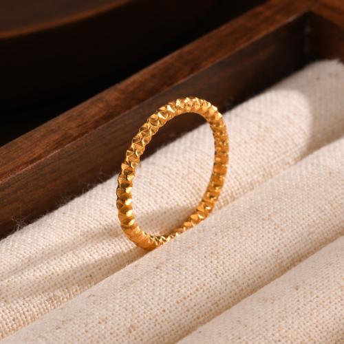 Anillo de dedo de acero inoxidable, acero inoxidable 304, 18K chapado en oro, Joyería & diverso tamaño para la opción & para mujer, dorado, Vendido por UD