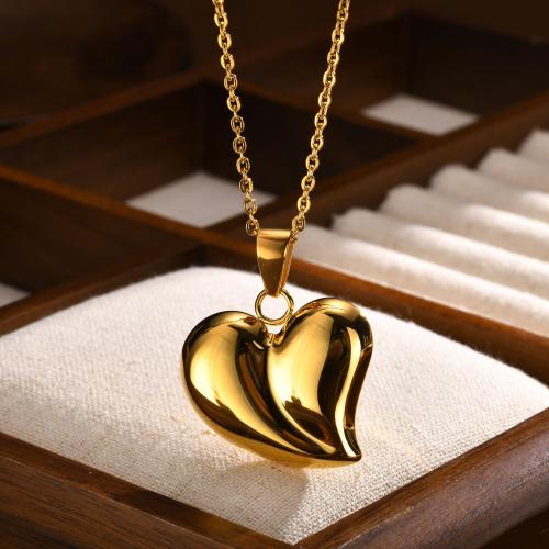 Stainless Steel Sweater Chain Necklace, 304 Stainless Steel, Heart, fashion jewelry & for woman, golden, 29x30mm, Sold Per Approx 50 cm Strand