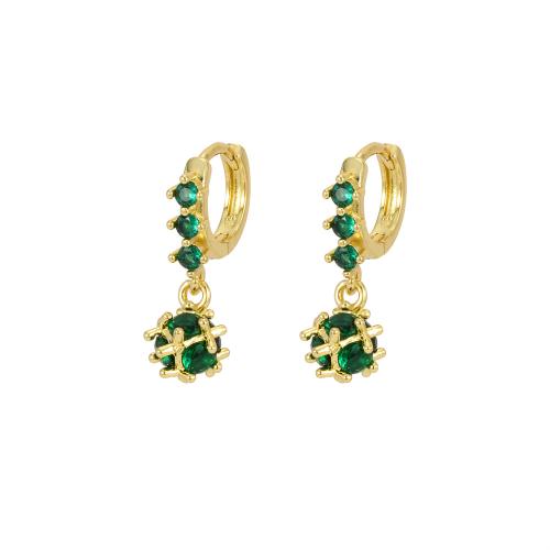 Boucles d'oreilles en laiton zircon cubique pavent, Placage de couleur d'or, bijoux de mode & pavé de micro zircon & pour femme, plus de couleurs à choisir, protéger l'environnement, sans nickel, plomb et cadmium, 8x23mm, Vendu par paire