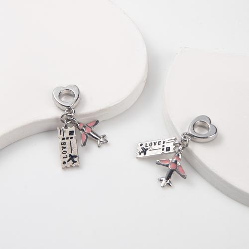 Tibetan Style Enamel Pendants, Airplane, silver color plated, DIY, nickel, lead & cadmium free, 2x1x3mm, Sold By PC