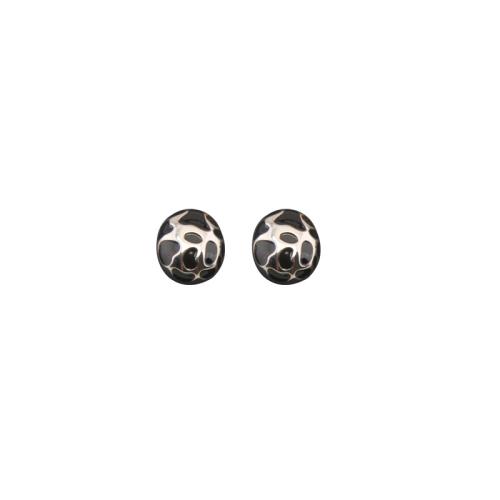 Tibetan Style Stud Earring, plated, fashion jewelry & for woman & enamel, black, 18x16mm, Sold By Pair