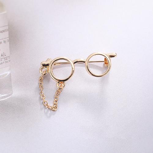 Tibetan Style Brooches, Glasses, plated, for woman, gold, Sold By PC