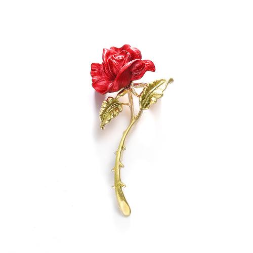 Tibetan Style Brooches, Rose, plated, for woman & enamel, gold, Sold By PC