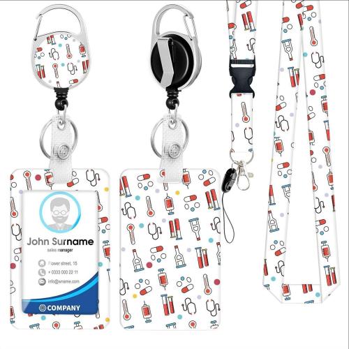 Lanyard card Holder, Tibetan Style, with Polyester Cord & Plastic, portable & multifunctional & retractable & different designs for choice & epoxy gel, more colors for choice, Sold By Set