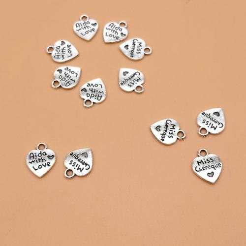 Tibetan Style Heart Pendants, plated, DIY, more colors for choice, 12x10mm, 100PCs/Bag, Sold By Bag