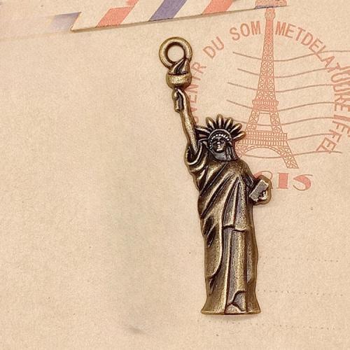 Pendentifs en alliage de zinc, Lady Liberty, Plaqué de couleur de bronze antique, DIY, 48x14x3mm, 100PC/sac, Vendu par sac