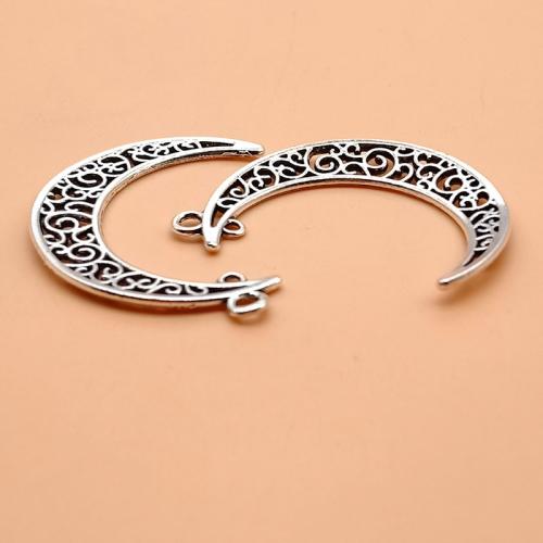 Tibetan Style Moon Pendants, plated, DIY & double-hole, more colors for choice, 41x30mm, 50PCs/Bag, Sold By Bag