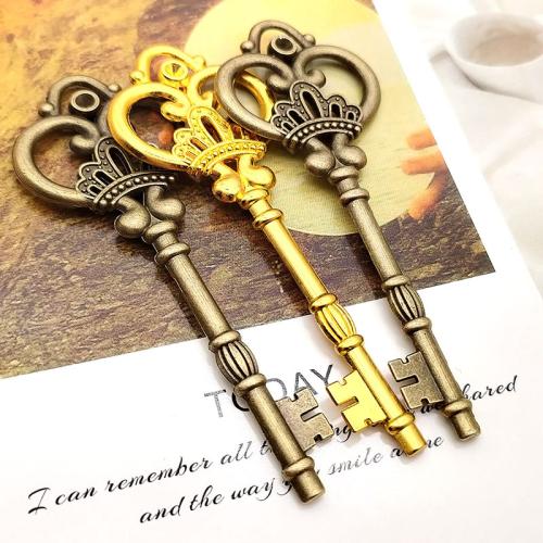 Tibetan Style Key Pendants, plated, DIY, more colors for choice, 83x31mm, 100PCs/Bag, Sold By Bag