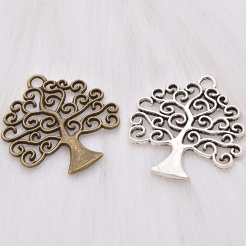 Tibetan Style Pendants, Tree, plated, DIY, more colors for choice, 26x26mm, 100PCs/Bag, Sold By Bag