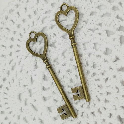 Tibetan Style Key Pendants, plated, DIY, more colors for choice, 81.50x22mm, 100PCs/Bag, Sold By Bag