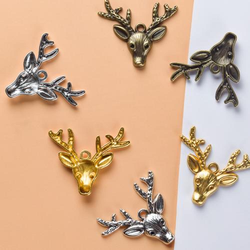 Tibetan Style Flower Pendants, Deer, plated, DIY, more colors for choice, 30x33mm, 100PCs/Bag, Sold By Bag