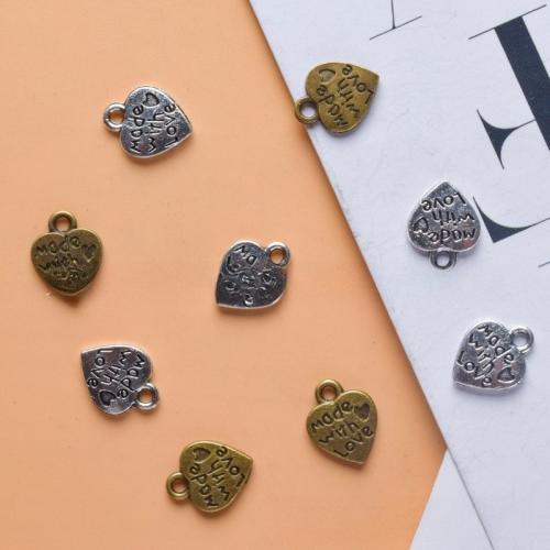 Tibetan Style Heart Pendants, plated, DIY, more colors for choice, 10x12mm, 100PCs/Bag, Sold By Bag