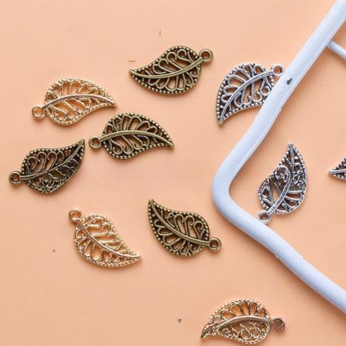 Tibetan Style Leaf Pendants, plated, DIY, more colors for choice, 10x18mm, 100PCs/Bag, Sold By Bag