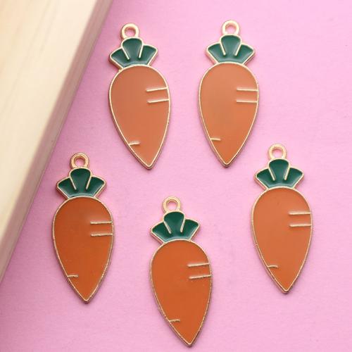 Tibetan Style Enamel Pendants, Carrot, gold color plated, DIY, 29x12mm, 100PCs/Bag, Sold By Bag