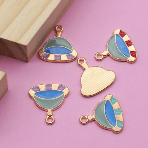 Tibetan Style Enamel Pendants, Saucer, gold color plated, DIY, more colors for choice, 19.50x20.50x1.80mm, 100PCs/Bag, Sold By Bag