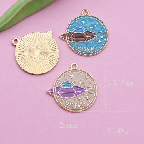 Tibetan Style Enamel Pendants, Saucer, gold color plated, DIY, more colors for choice, 25.30x25.70mm, 100PCs/Bag, Sold By Bag