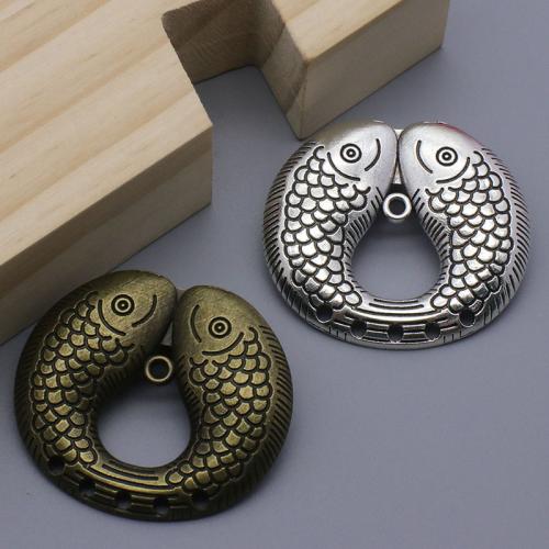 Tibetan Style Flower Pendants, Double Fish, plated, DIY, more colors for choice, 33x37mm, 100PCs/Bag, Sold By Bag