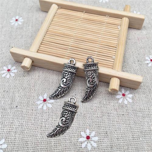 Tibetan Style Pendants, Horn, antique silver color plated, DIY, 28x10mm, 100PCs/Bag, Sold By Bag