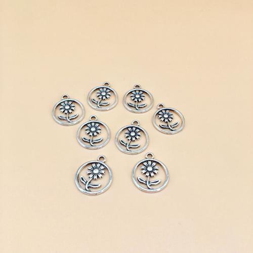 Zink-Aluminium-Anhänger, Zinklegierung, rund, antik silberfarben plattiert, DIY, 17x21mm, 100PCs/Tasche, verkauft von Tasche