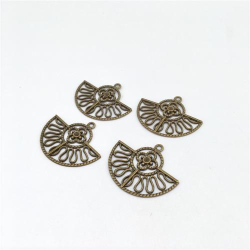 Tibetan Style Pendants, Fan, antique bronze color plated, DIY, 31x38x2mm, 100PCs/Bag, Sold By Bag