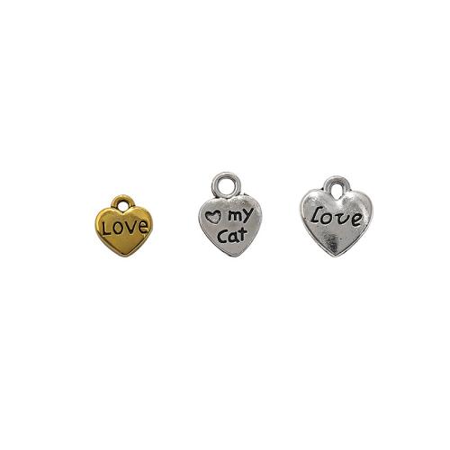 Tibetan Style Heart Pendants, plated, DIY & different styles for choice, more colors for choice, 100PCs/Bag, Sold By Bag