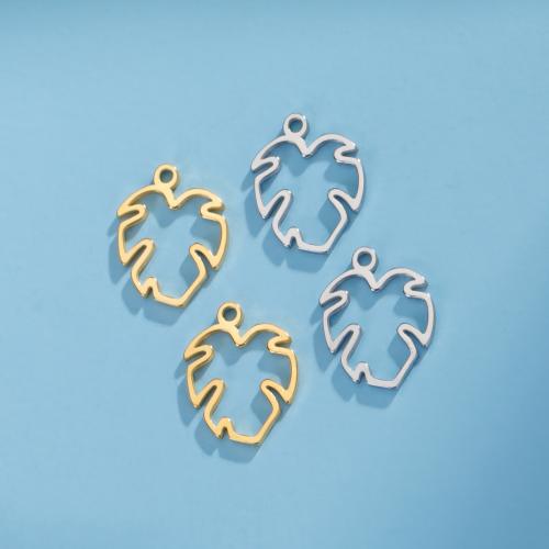 Stainless Steel Pendants, 304 Stainless Steel, Leaf, DIY & hollow, more colors for choice, 13.10x10.20mm, Sold By PC