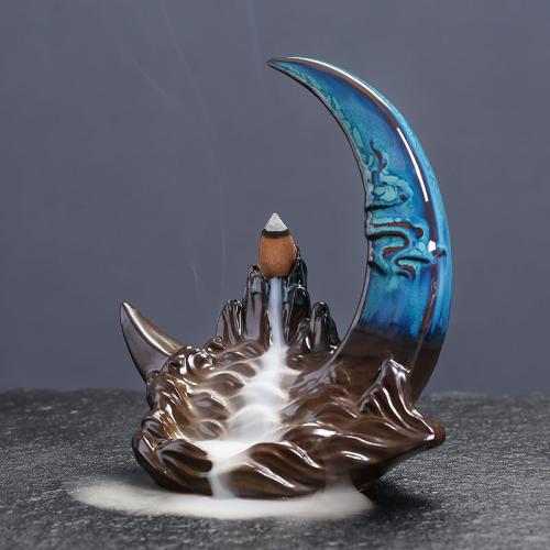 Backflow Incense Burner, Porcelain, half handmade, for home and office & durable, 144x75x163mm, Sold By PC