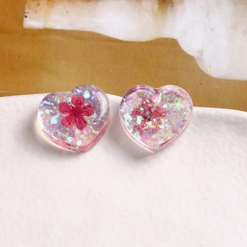 Jewelry Accessories, Resin, Heart, polished, DIY, more colors for choice, 17x20x6mm, Sold By PC