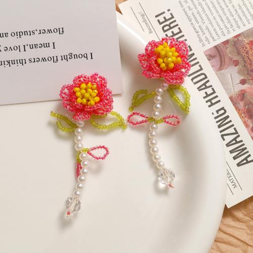 DIY Jewelry Supplies, Acrylic, with Seedbead, Flower, handmade, more colors for choice, 70x30mm, Sold By PC