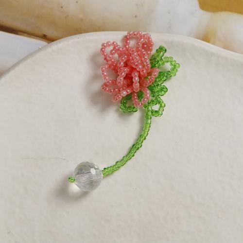 Hair Accessories DIY Findings, Seedbead, Flower, handmade, more colors for choice, 60x25mm, Sold By PC