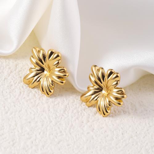 Stainless Steel Stud Earrings, 304 Stainless Steel, 18K gold plated, fashion jewelry & for woman, golden, 20x20mm, Sold By Pair