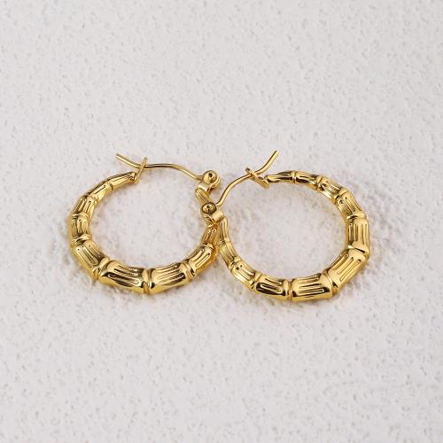 Acier inoxydable Levier Retour Earring, Acier inoxydable 304, Plaqué or 18K, bijoux de mode & pour femme, doré, 25x25mm, Vendu par paire