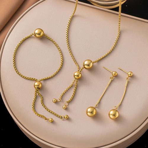 Fashion Stainless Steel Jewelry Sets, 304 Stainless Steel, fashion jewelry & different styles for choice & for woman, golden, Sold By PC