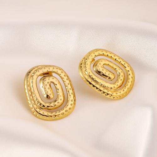 Stainless Steel Stud Earrings, 304 Stainless Steel, 18K gold plated, fashion jewelry & for woman, golden, 25x22mm, Sold By Pair