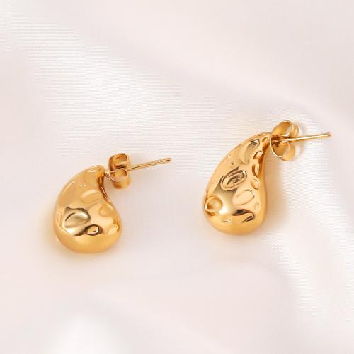 Stainless Steel Stud Earrings, 304 Stainless Steel, 18K gold plated, fashion jewelry & for woman, golden, 20x20mm, Sold By Pair