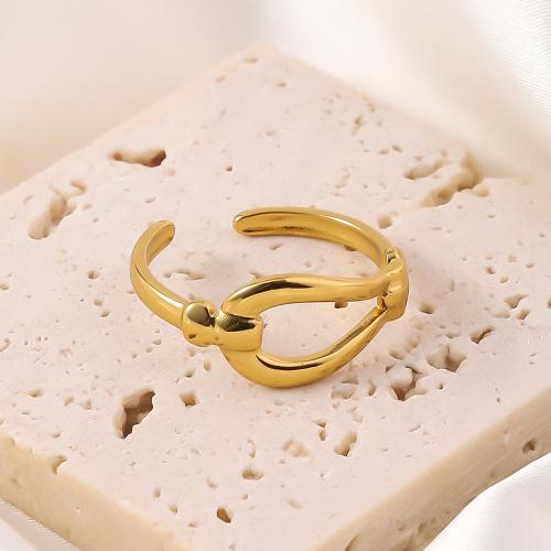 Anillo de dedo de acero inoxidable, acero inoxidable 304, Ajustable & Joyería & para mujer, dorado, Vendido por UD