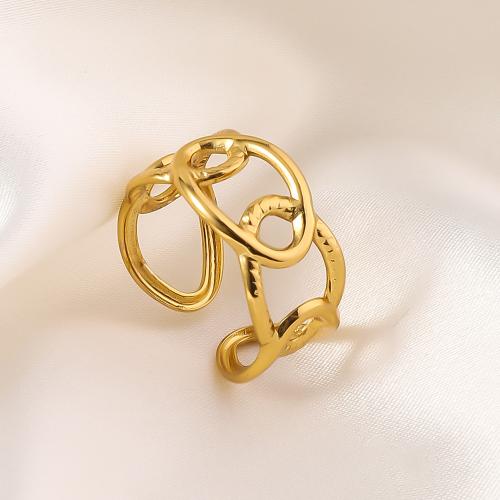 Stainless Steel Finger Ring, 304 Stainless Steel, 18K gold plated, fashion jewelry & for woman, golden, Sold By PC