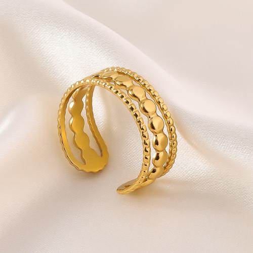 Anillo de dedo de acero inoxidable, acero inoxidable 304, 18K chapado en oro, Ajustable & Joyería & para mujer, dorado, Vendido por UD