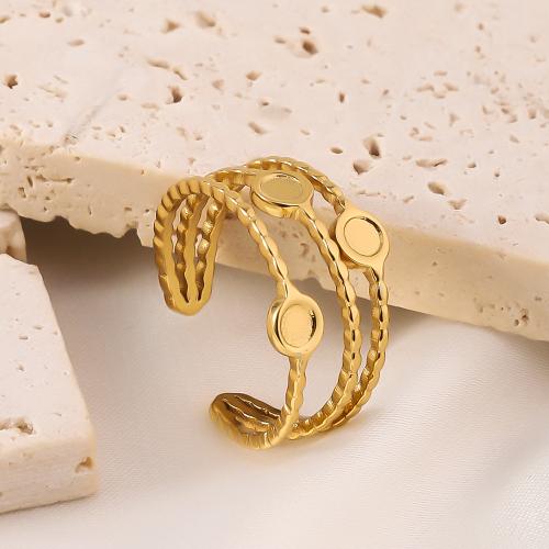 Anillo de dedo de acero inoxidable, acero inoxidable 304, 18K chapado en oro, Joyería & para mujer, dorado, Vendido por UD