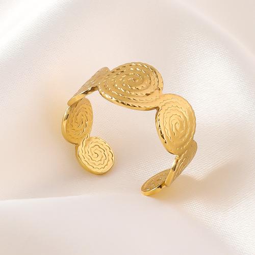 Anillo de dedo de acero inoxidable, acero inoxidable 304, 18K chapado en oro, Ajustable & Joyería & para mujer, dorado, Vendido por UD