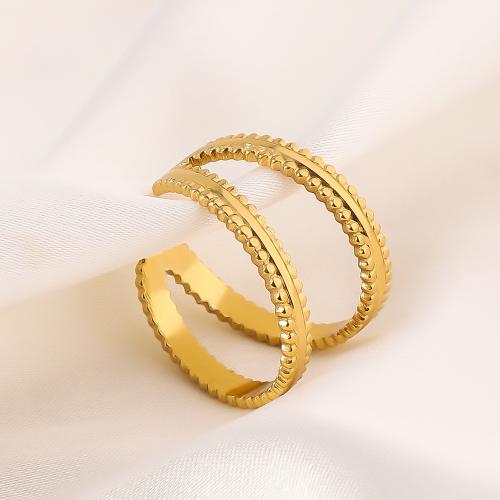 Anillo de dedo de acero inoxidable, acero inoxidable 304, 18K chapado en oro, Ajustable & Joyería & para mujer, dorado, Vendido por UD