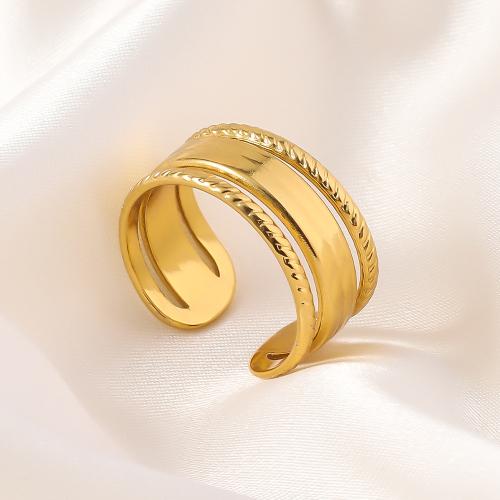 Anillo de dedo de acero inoxidable, acero inoxidable 304, 18K chapado en oro, Ajustable & Joyería & para mujer, dorado, Vendido por UD